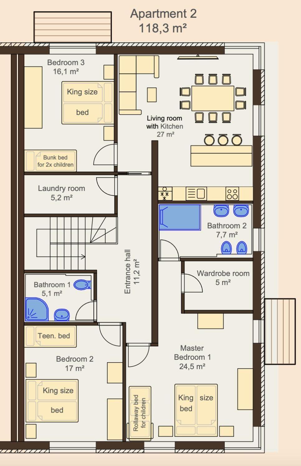 Familyvilla, New 4 Luxury Big Apartments, Parking